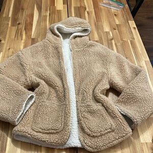 REVERSIBLE HOODED TEDDY JACKET
